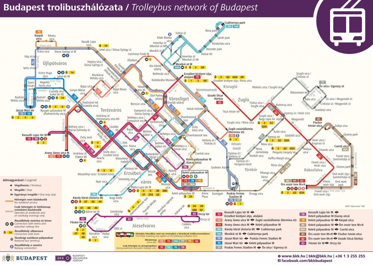 mapa budapest trolleybus