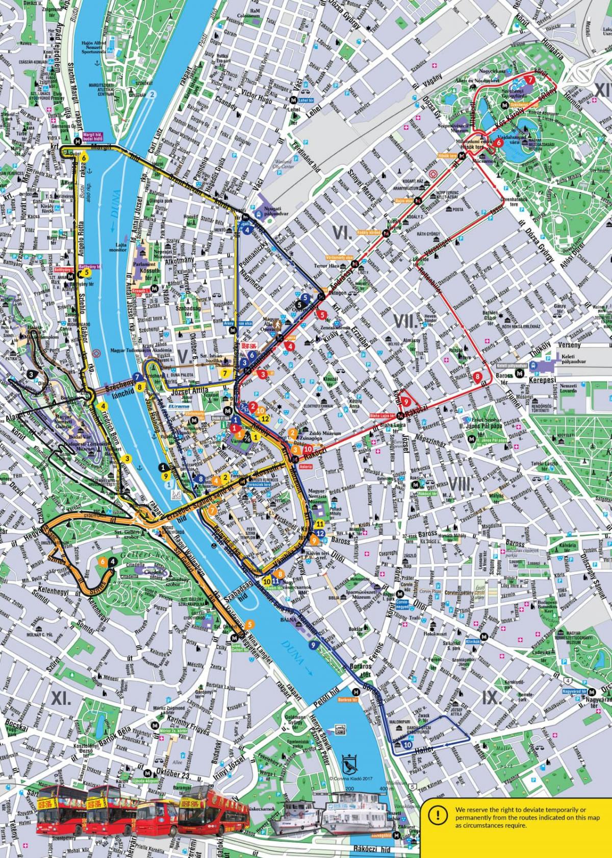 budapest hop-on-hop-off autobus mapa