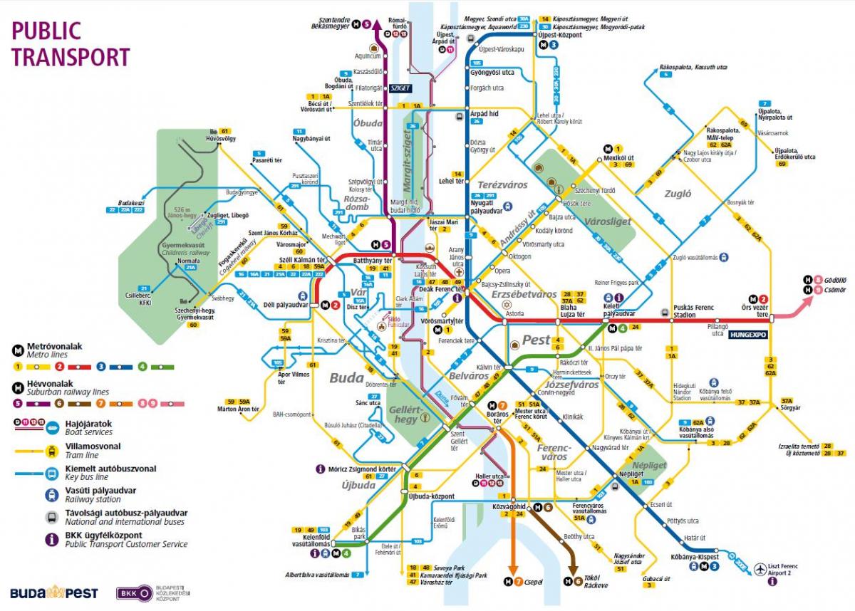 budapest autobus lineak mapa