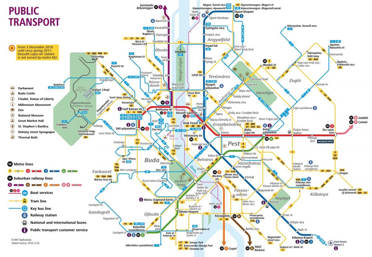mapa budapest garraio publikoa