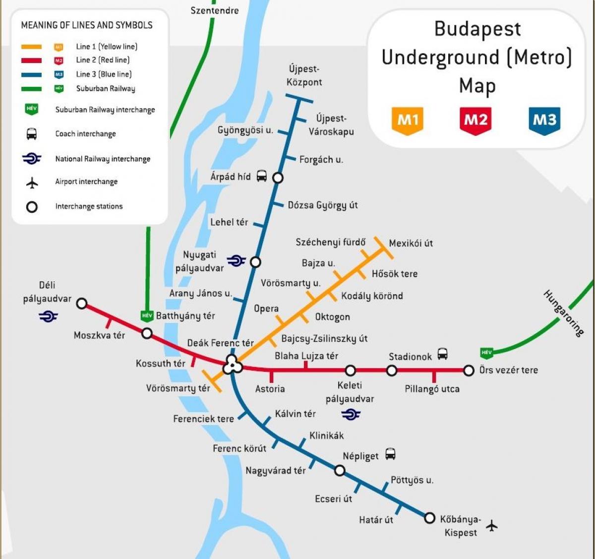 metro mapa budapest, hungaria